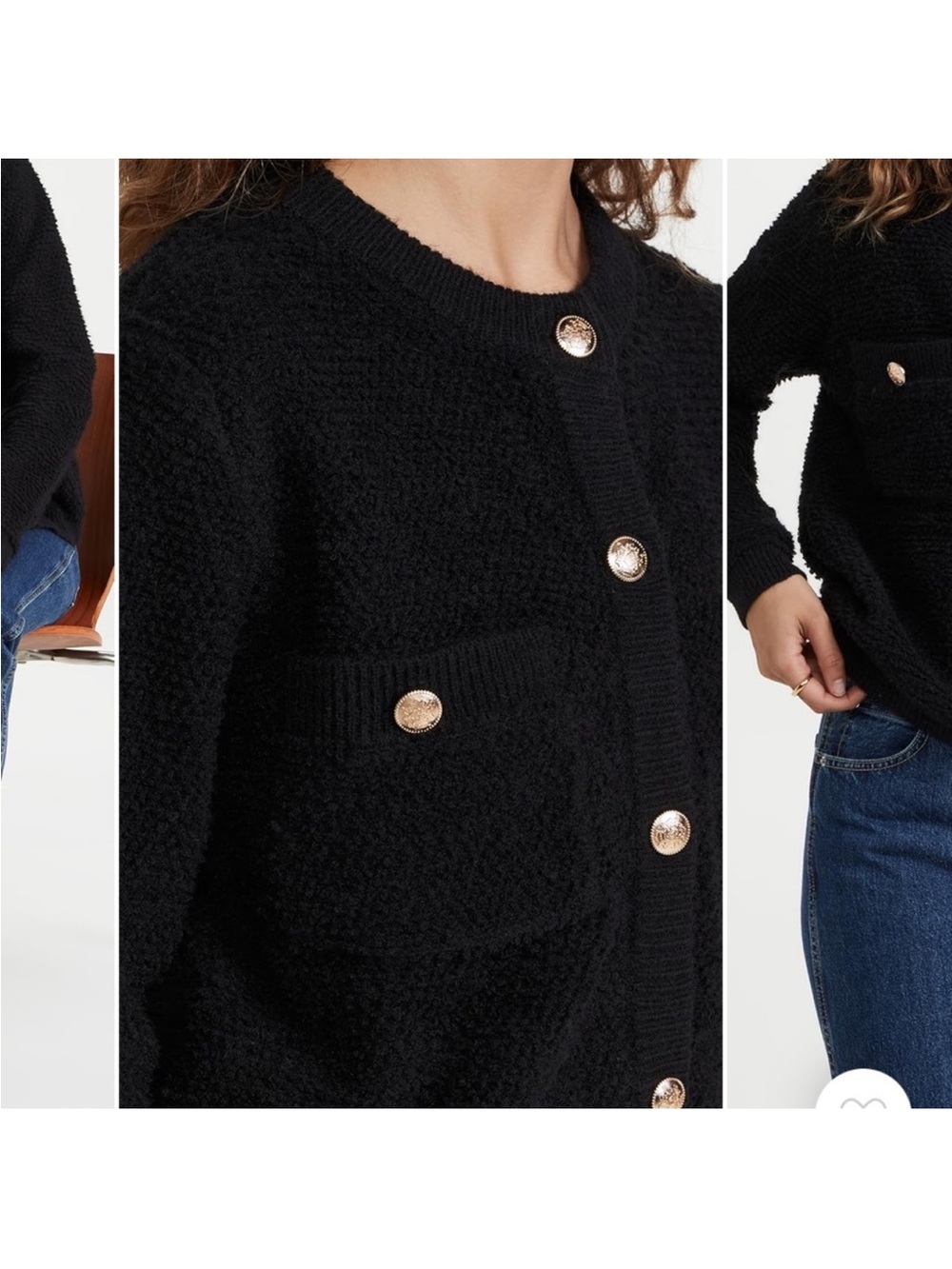 Line & Dot Black Teddy Bouclé Button Up Cardigan - Picture 5 of 7